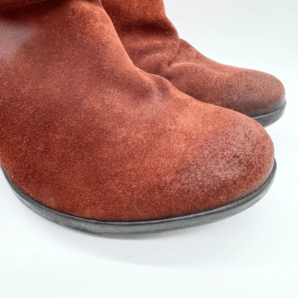 FLY LONDON Hota Suede Heeled Ankle Boots In Oilsu/Rug Brick Sz 40 Hippie Comfort